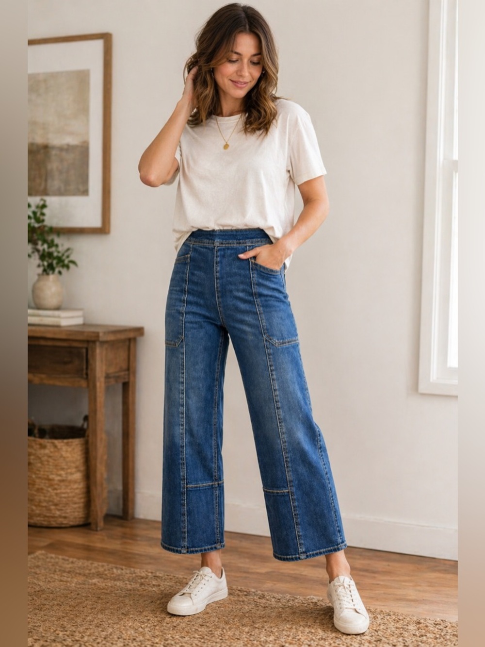 Pilcro Anthropologie Patchwork Jeans Wide Leg Cropped Denim 26